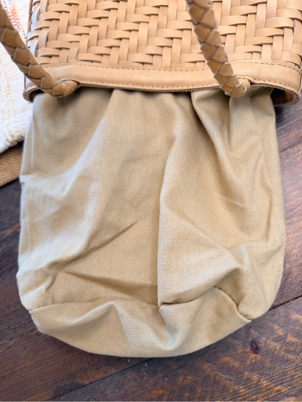 Bembien Ella Woven Leather Bucket Bag Tote + Bonus Bag Scarf - Like New - Picture 10 of 16
